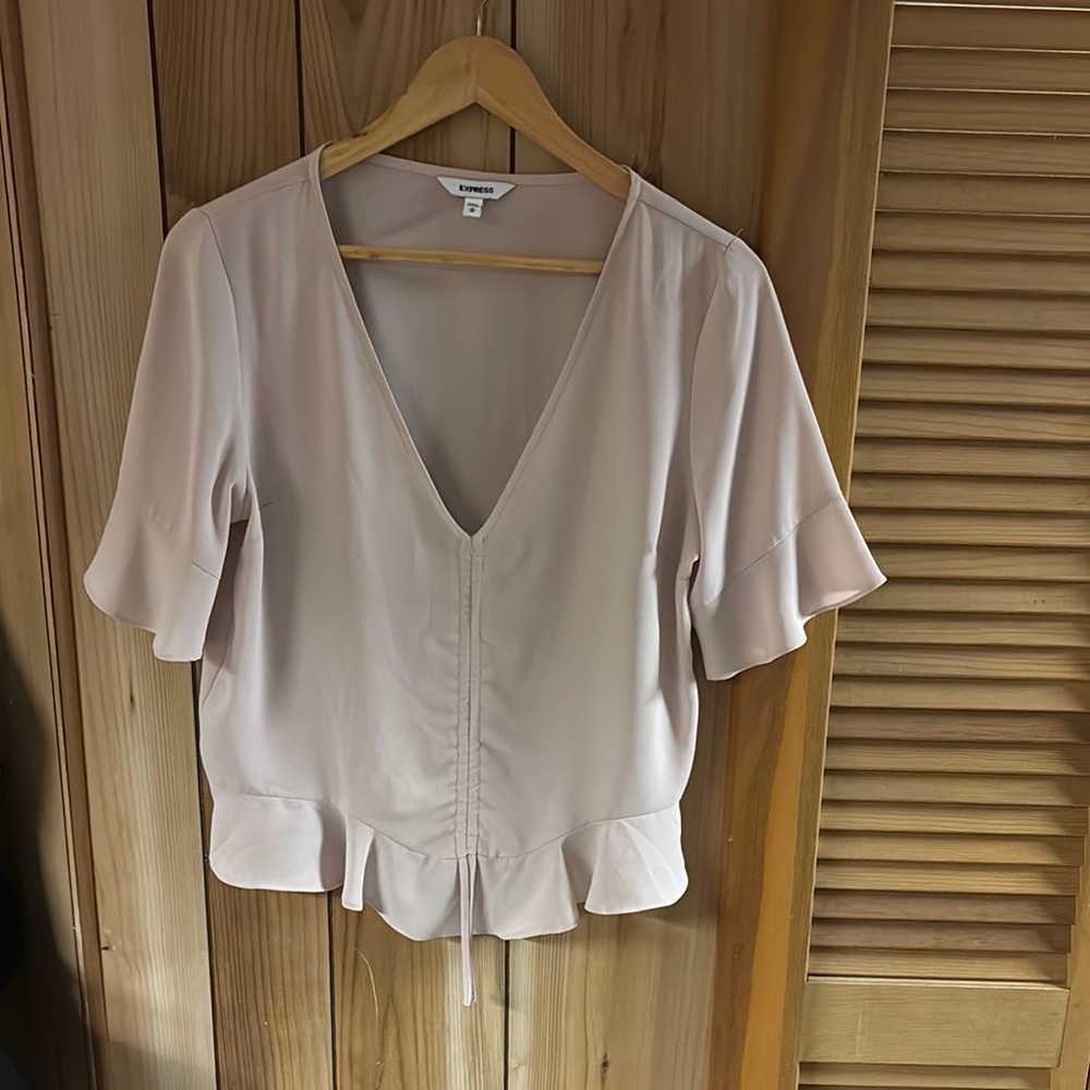 Express White Flutter Sleeve Peplum Blouse
